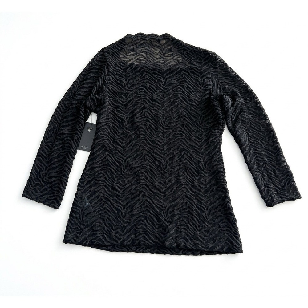 NWT Guess Tara Tiger Lace Top Jet Black W61P63K4GZ0 XL - Picture 2 of 4
